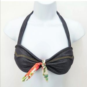 Guess USA Jeans Floral Halter Bandeau Bikini Top